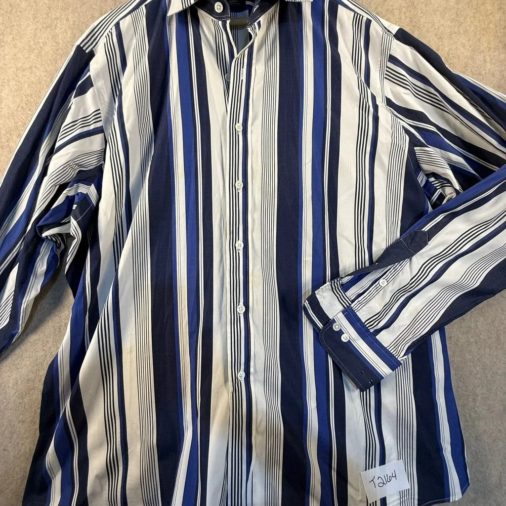 Polo Ralph Lauren Regent Classic Fit Stripe Button Down Shirt Blue White XL 17.5